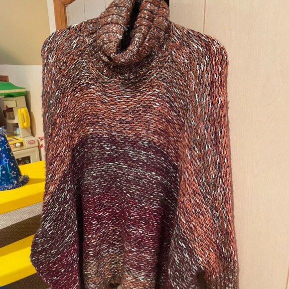 DESIGN LAB (LORD & TAYLOR) TURTLENECK SWEATER-PONCHO STYLE - Picture 2 of 2
